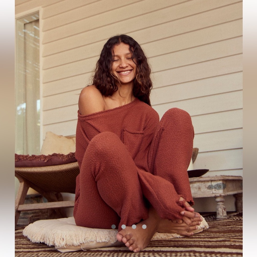Karina Sweater Set Canyon Sunset Free People Rust Lounge Set - Picture 2 of 4